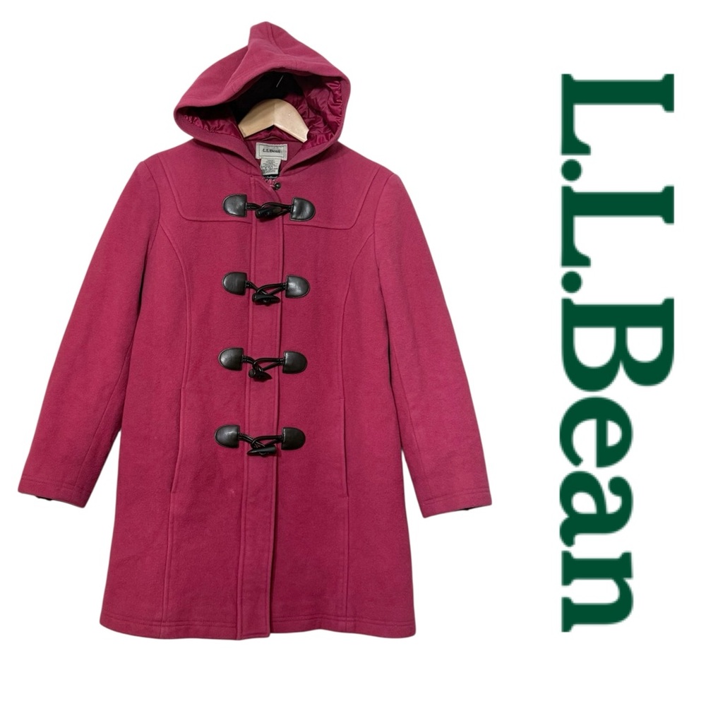 L.L. Bean Women’s Lambswool Duffel Coat Hood Made Italy Bellandi Toggles Pink 8P